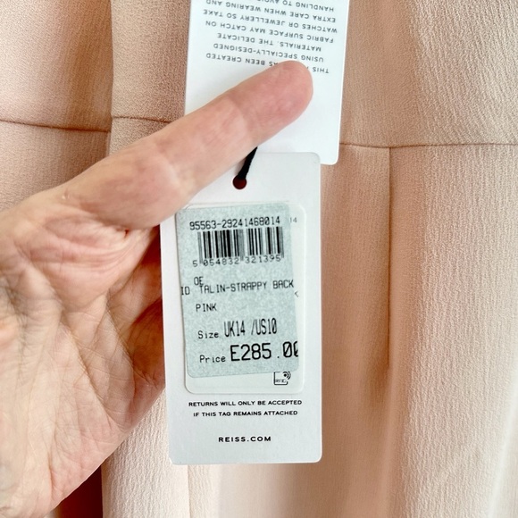 Reiss Pink Talin Strappy Back Midi Dress Size UK14/US10 NWT Flaw (Read) - Picture 14 of 14